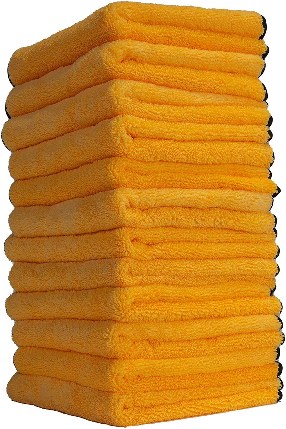 MIC_506_12 Professional Grade Premium Microfiber Towels, Gold (16 Inch X 16 Inch) (Pack of 12) - Safe for Car Wash, Home Cleaning & Pet Drying Cloths