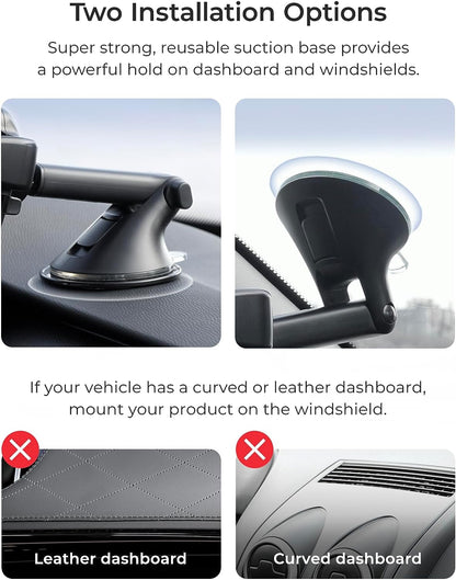 Easy One Touch 6 Universal Car Mount Dashboard & Windshield Suction Cup Phone Holder for Iphone Samsung, Google, All Smartphones