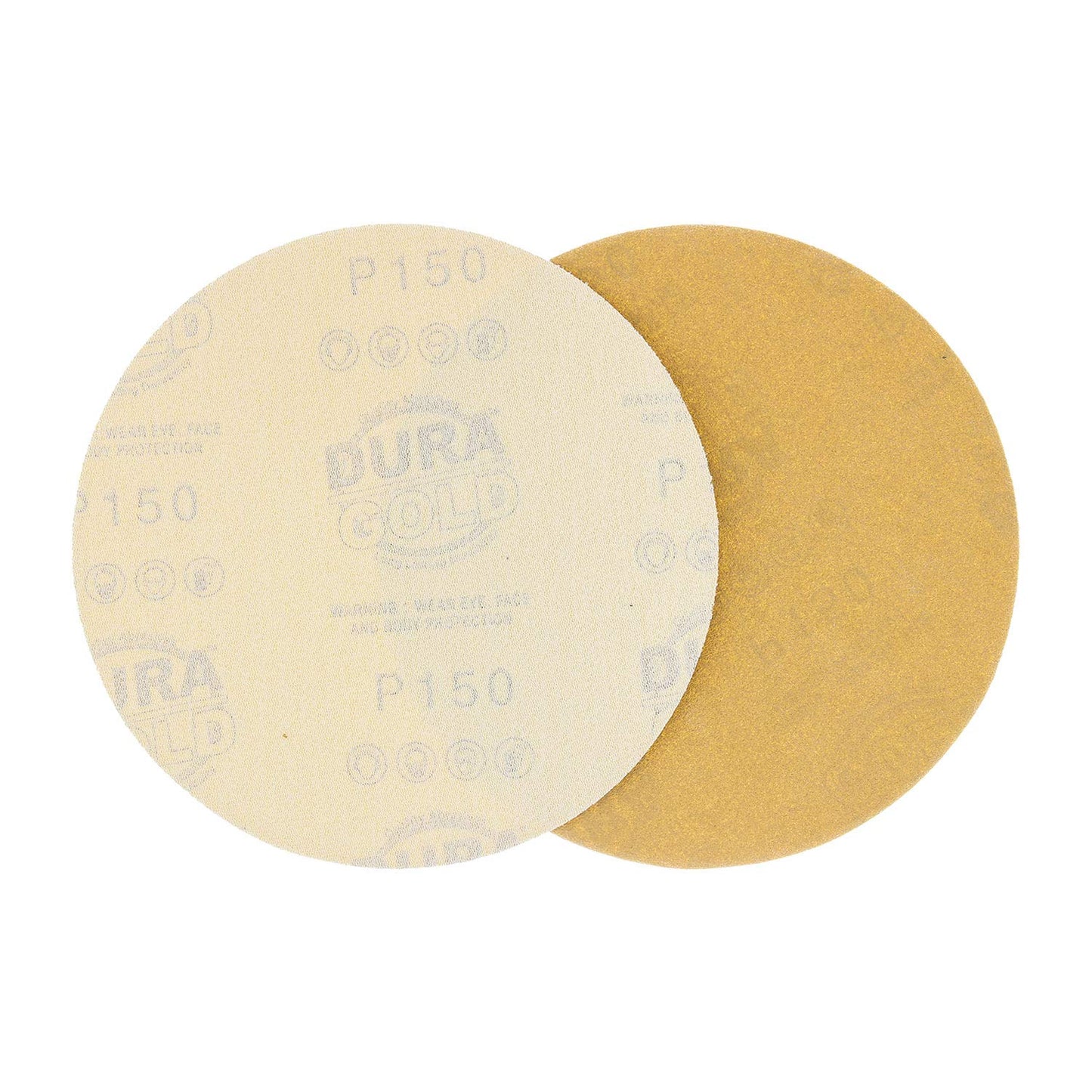 - Premium - 150 Grit 6" Gold Hook & Loop No Hole Sanding Discs for DA Sanders - Box of 50 Sandpaper Finishing Discs for Automotive and Woodworking