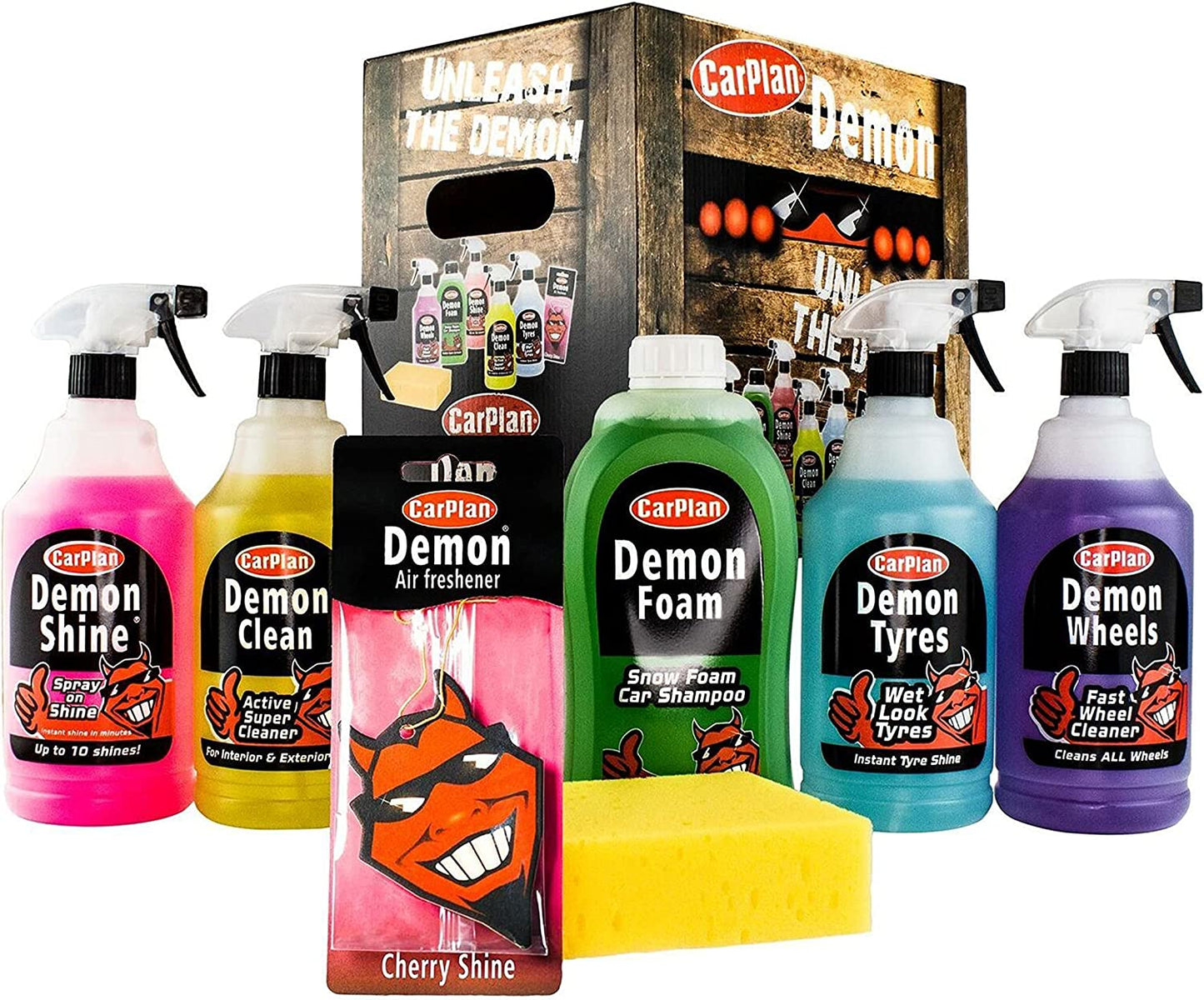 Demon 7 Piece Car Care Gift Pack. Includes Demon Shine, Wheels, Foam, Tyres & More