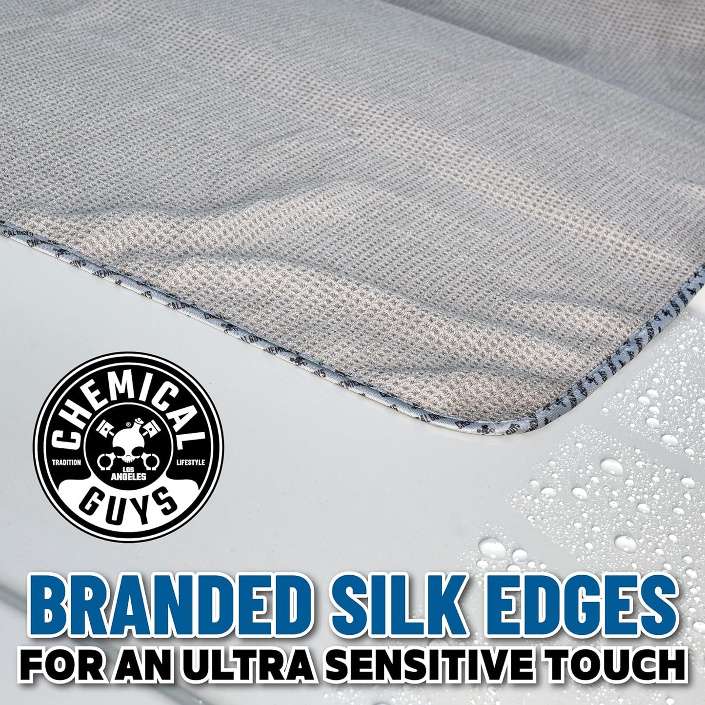 MIC_781_01 Waffle Weave Gray Matter 70/30 Blend Microfiber Drying Towel with Silk Edging, 25" X 36"