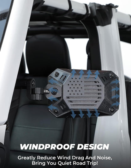 Mirrors Doors off Compatible with Wrangler JL/JLU 2018-2023 & Gladiator JT, JL Side Mirrors with Ball Adapter, Wider View No Vibrate & Wobble (NOT FIT 2024 Wrangler), Patent Pending