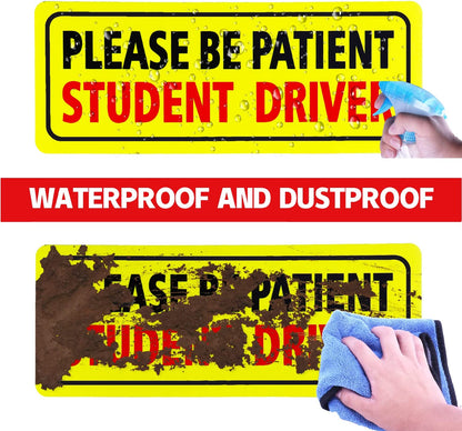 3Pcs Magnet for Car, Please Be Patient Student Driver, New Drivers Sticker Safety Warning, Magnetic Reflective Rookie Driver Bumper Sticker (Black&Red)