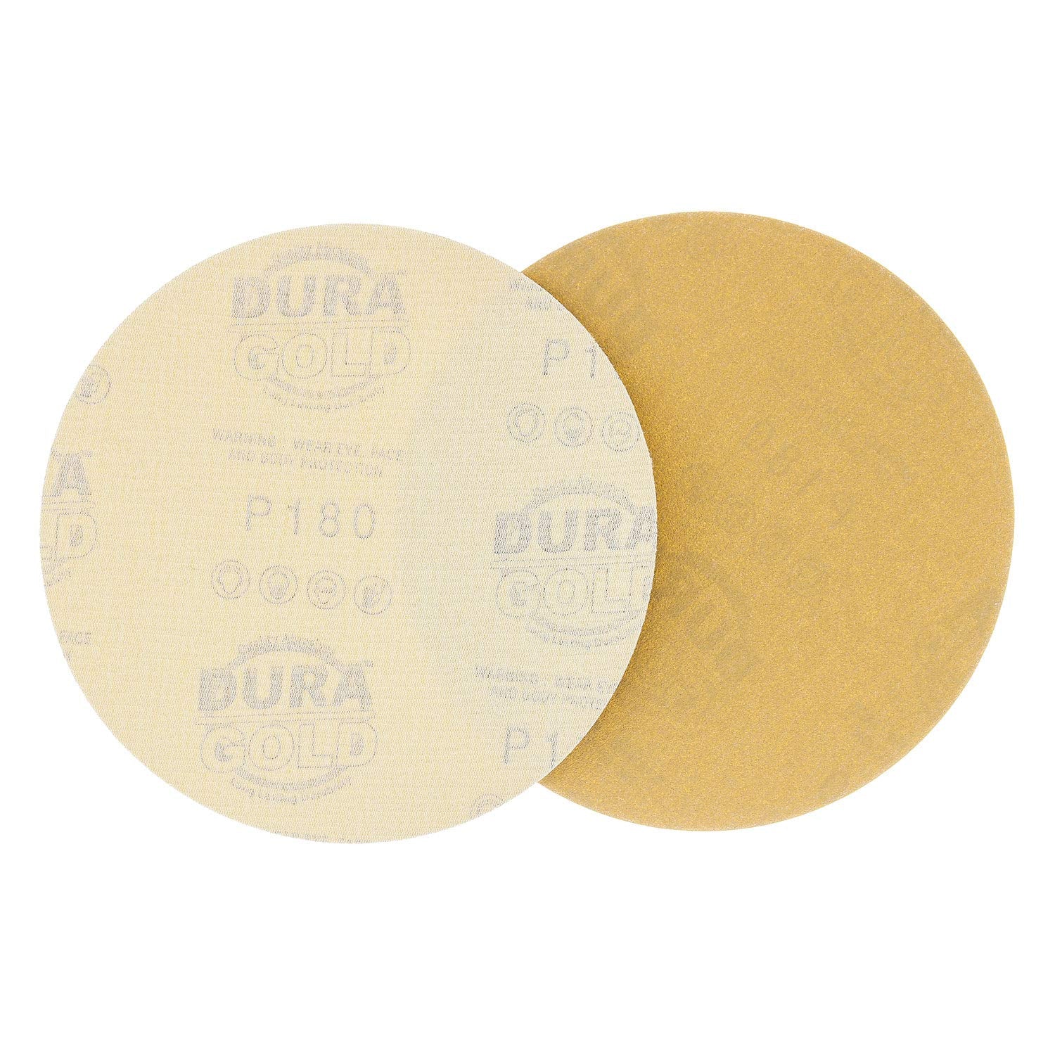 - Premium - 180 Grit 6" Gold Hook & Loop No Hole Sanding Discs for DA Sanders - Box of 50 Sandpaper Finishing Discs for Automotive and Woodworking