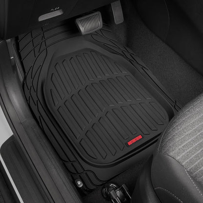 Flextough Floor Mats for Cars, Deep Dish All-Weather Mats, Waterproof Trim-To Fit Automotive Floor Mats for Cars Trucks SUV, Universal Floor Liner Car Accessories, Black, Full Set