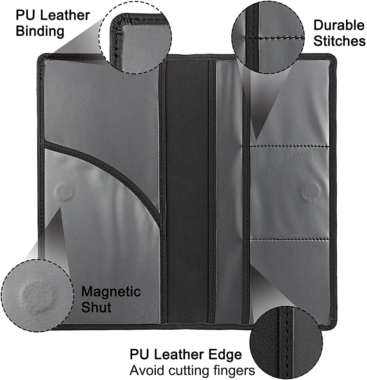 Premium Leather Car Registration & Insurance Card Holder with Magnetic Shut - for Documents, Cards, License