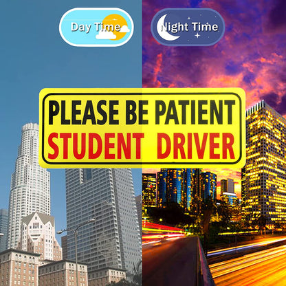 3Pcs Magnet for Car, Please Be Patient Student Driver, New Drivers Sticker Safety Warning, Magnetic Reflective Rookie Driver Bumper Sticker (Black&Red)