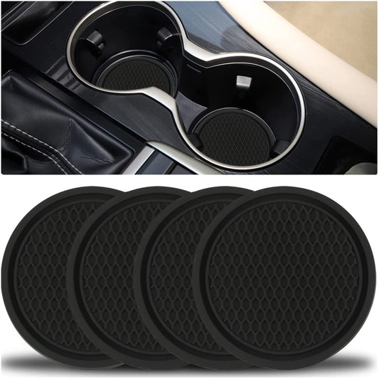 Car Cup Coaster, 4PCS Universal Non-Slip Cup Holders Embedded in Ornaments Coaster, Car Interior Accessories, Black