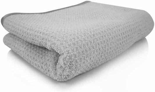 MIC_781_01 Waffle Weave Gray Matter 70/30 Blend Microfiber Drying Towel with Silk Edging, 25" X 36"