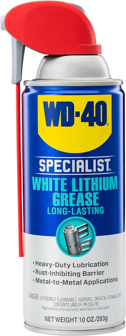 Specialist White Lithium Grease Spray with SMART STRAW SPRAYS 2 WAYS, 10 OZ