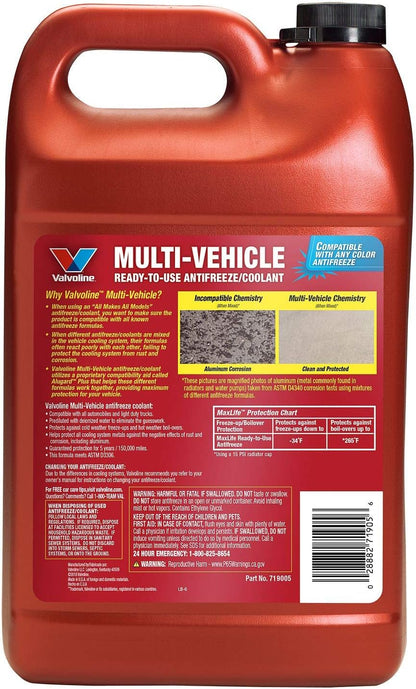 Multi-Vehicle 50/50 Prediluted Ready-To-Use Antifreeze/Coolant 1 GA, Light Yellow/Green.