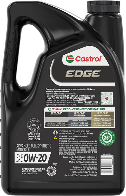 Edge 0W-20 Advanced Full Synthetic Motor Oil, 5 Quarts