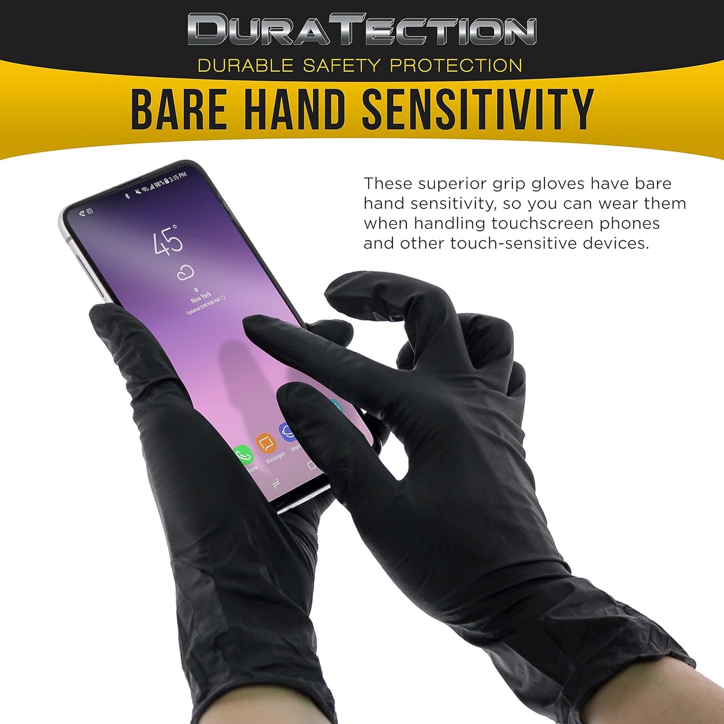 HD Black Nitrile Disposable Gloves, Box of 100, Size Medium, 6 Mil - Latex Free, Powder Free, Textured Grip, Food Safe, Medium (Pack of 100)