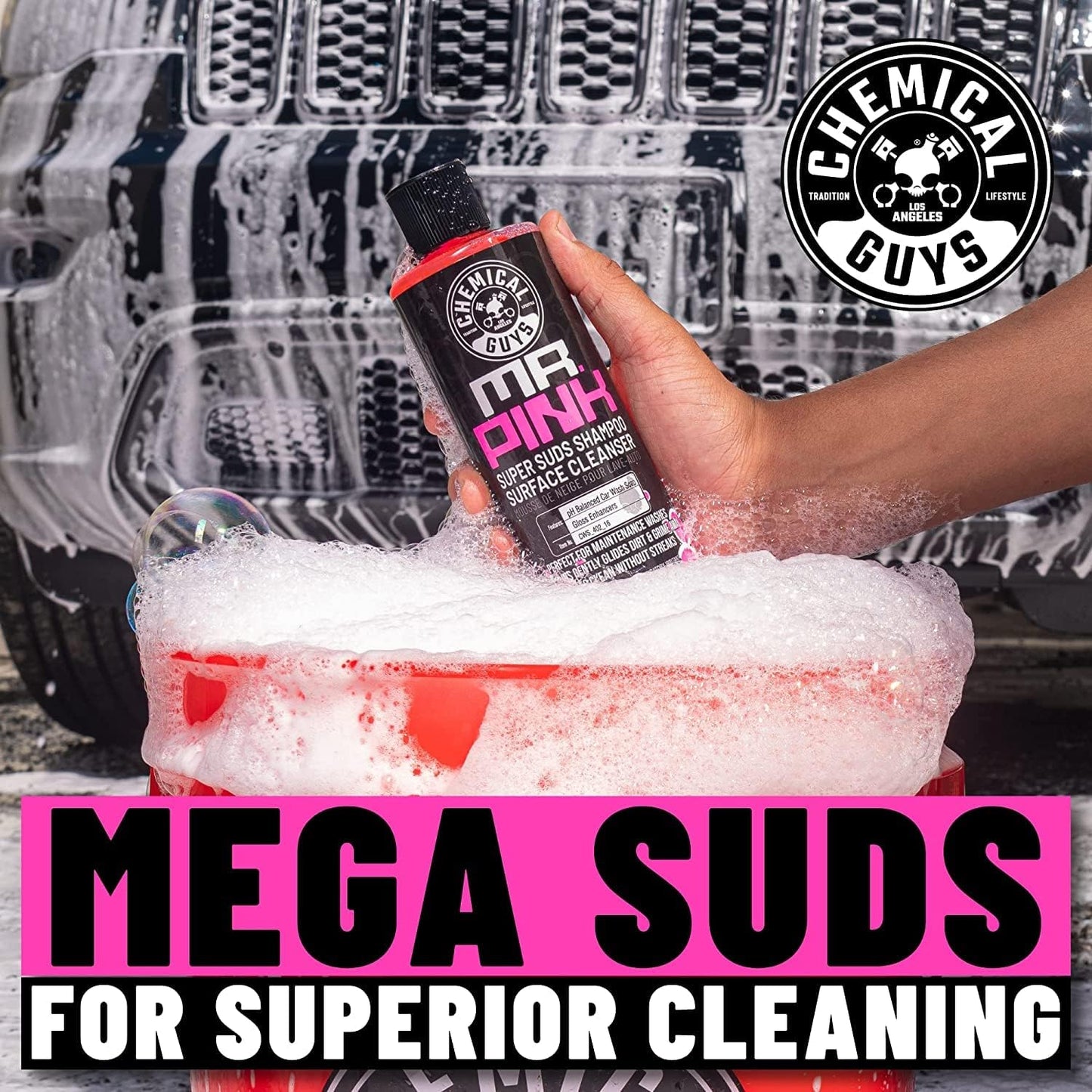 CWS_402_16 Mr. Pink Foaming Car Wash Soap (Works with Foam Cannons, Foam Guns or Bucket Washes) Safe for Cars, Trucks, Motorcycles, Rvs & More, 16 Fl Oz, Candy Scent