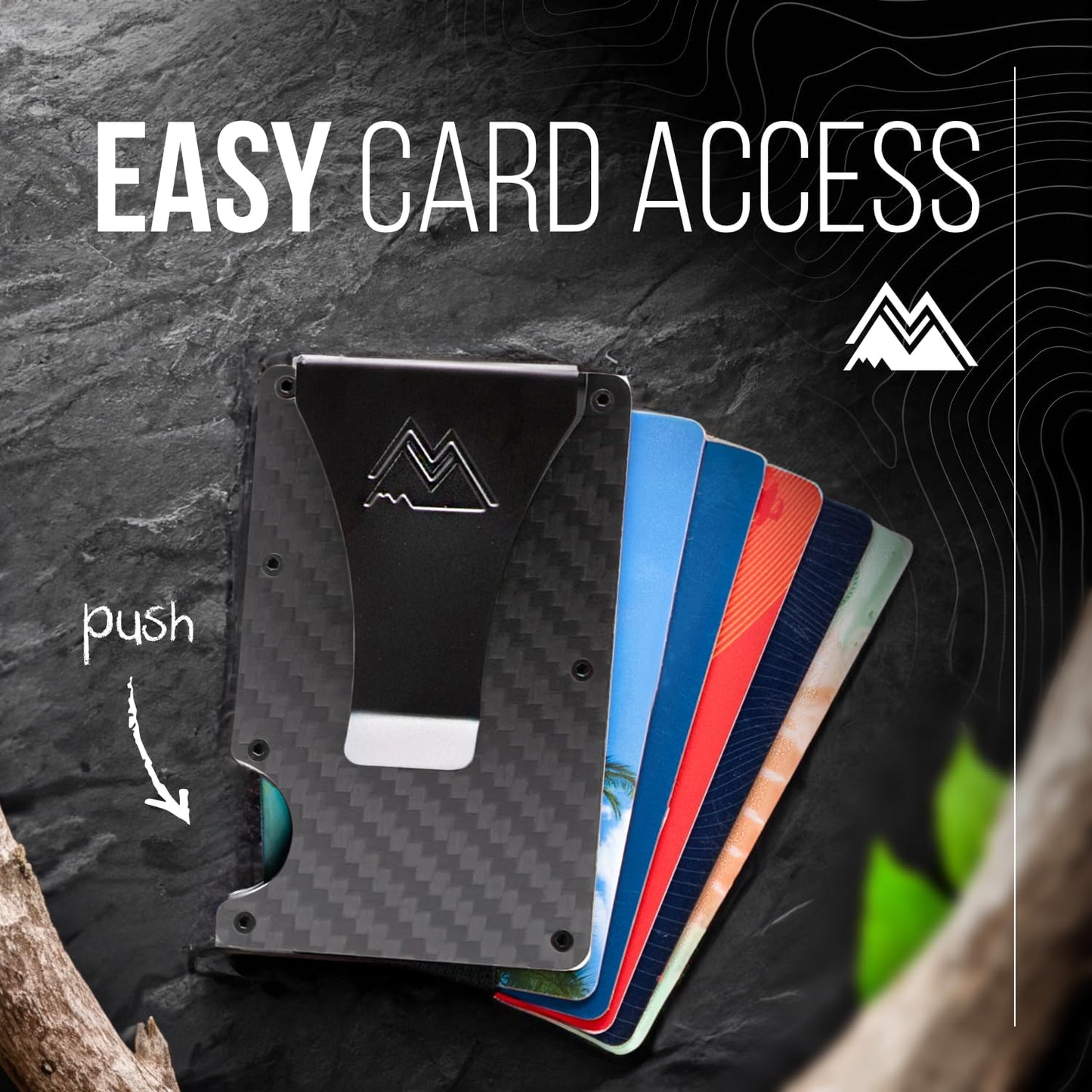 Mountain Voyage Minimalist Wallet for Men - Slim RFID Wallet I Scratch Resistant, Matte Carbon Fiber Credit Card Holder & Money Clip, Easily Removable Money & Cards, Mens Wallets