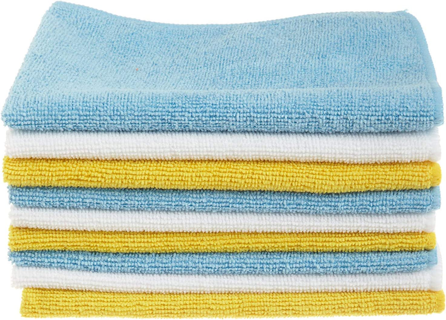 Professional title: " Microfiber Cleaning Cloths - Pack of 24, Non-Abrasive, Reusable, Washable, 16" x 12", Blue/White/Yellow"