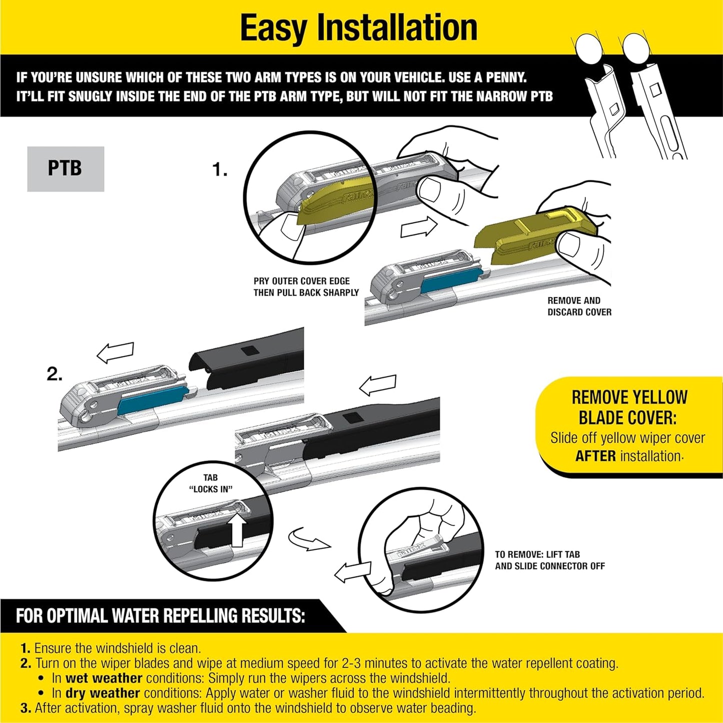 810165 Latitude 2-In-1 Water Repellent Wiper Blades, 22 Inch Windshield Wipers (Pack of 2), Automotive Replacement Windshield Wiper Blades with Patented  Water Repellency Formula