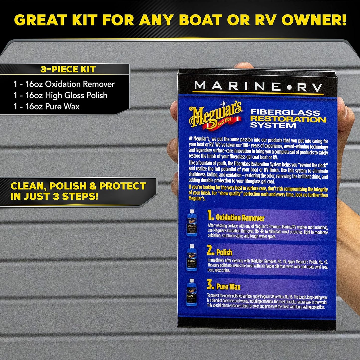 M4965 Marine/Rv Fiberglass Restoration System - RV and Boat Gel Coat Restoration for Professional Results - Enhance Your Boat'S Appearance and Increase Your Boat'S Value