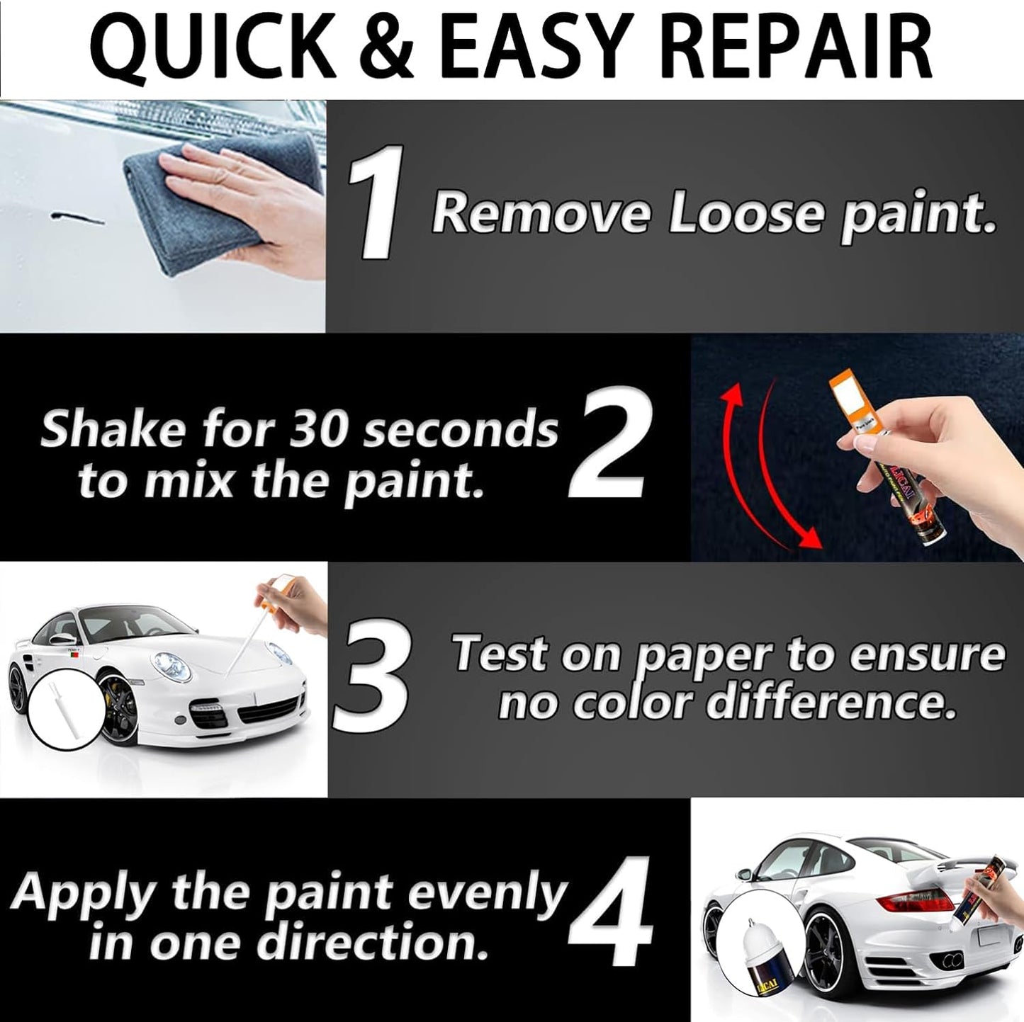 Touch up Paint for Cars, Automotive White Car Paint Pen Scratch Repair Two-In-One Touch up Paint, Premium Car Scratch Remover for Deep Scratche 0.4 Fl Oz