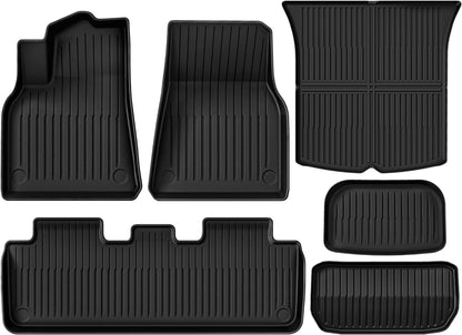 Floor Mats for Tesla Model Y 2024 2023-2020 Custom Fit All Weather Durable TPE Automotive Interior Cargo Liners Trunk Mats Accessories for Model Y 5-Seat (NOT Fit 7-Seat) 6 Pcs Mats Set