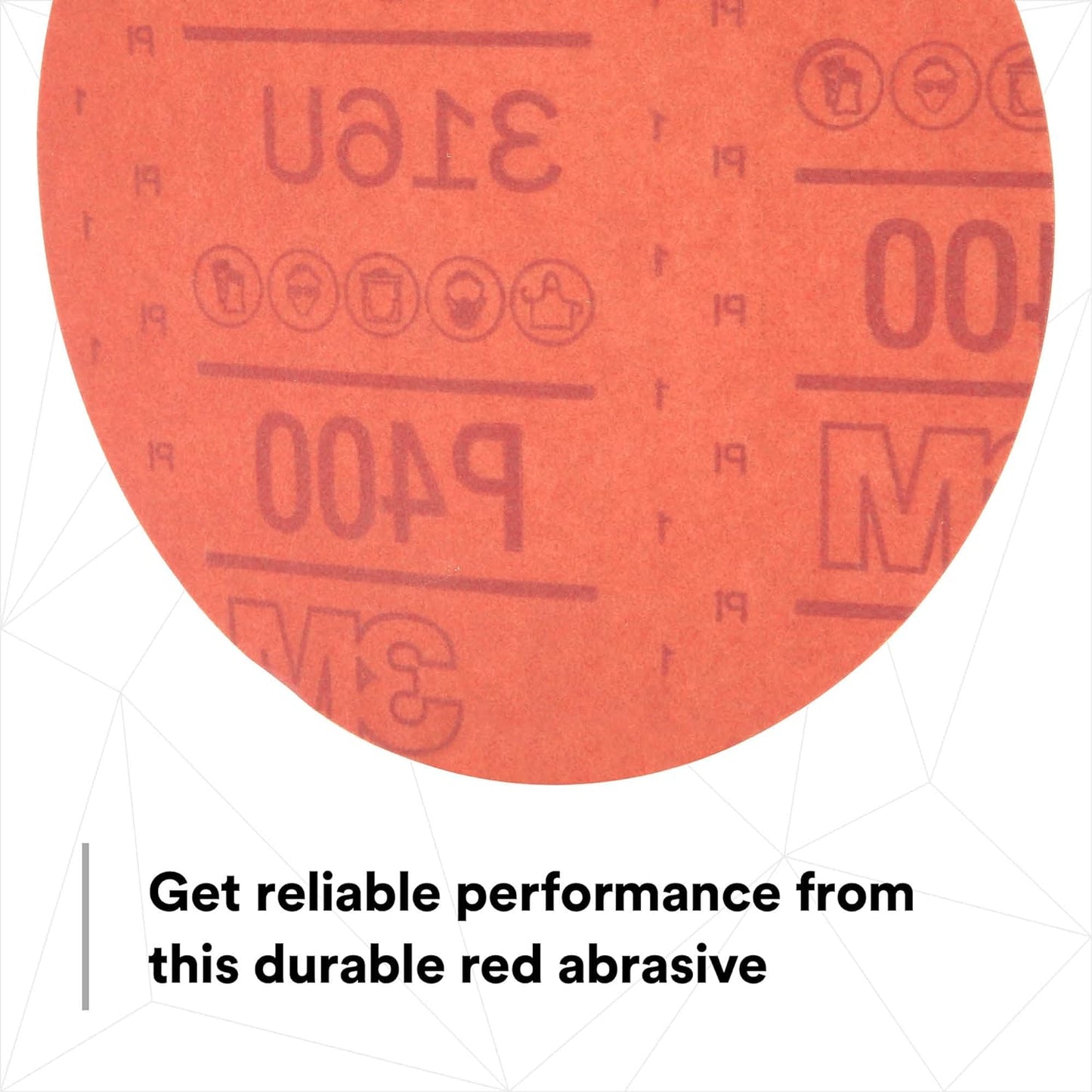 Hookit Red Abrasive Sanding Discs, 01218, No Hole, 6 In, 400+ Grade, Pack of 50 Discs, for Auto Sanding, Primer Sanding, E-Coat Sanding