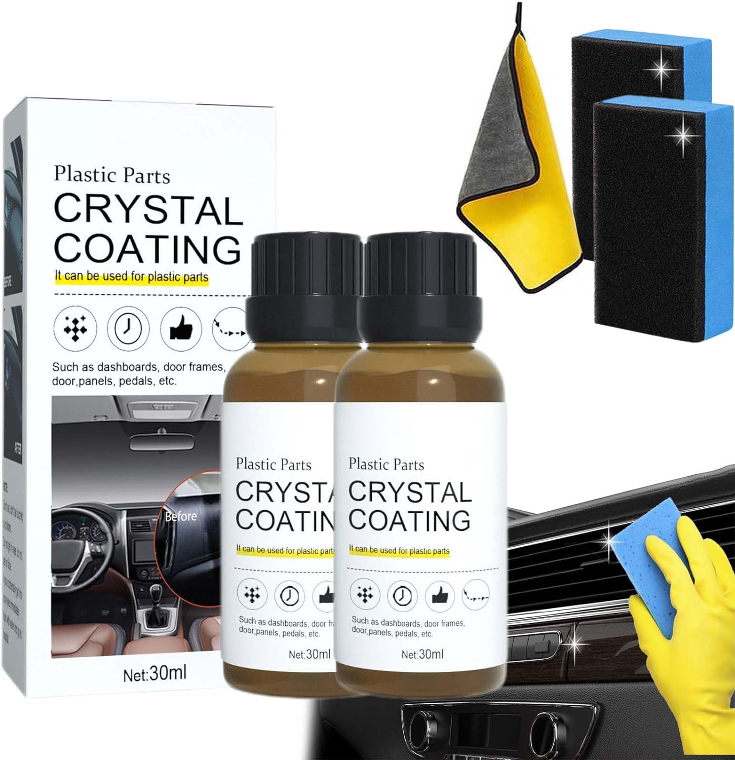 Cristal Coating Para Plástico Del Carro, Crystal Coating for Car, Plastic Parts Crystal Coating, Crystal Coating for Car Plastic Parts (2Pcs)