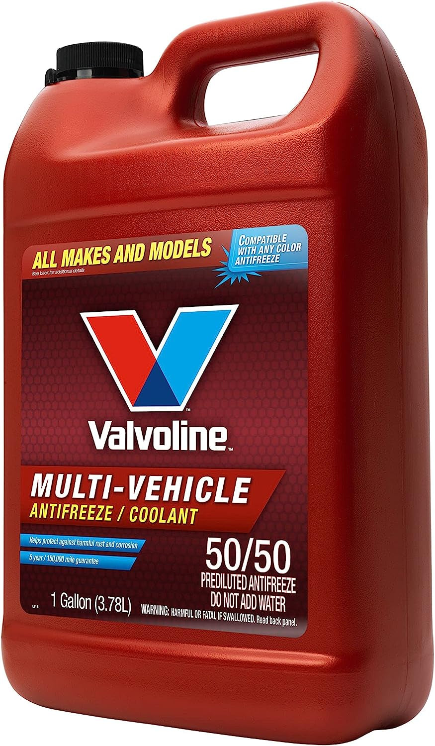 Multi-Vehicle 50/50 Prediluted Ready-To-Use Antifreeze/Coolant 1 GA, Light Yellow/Green.