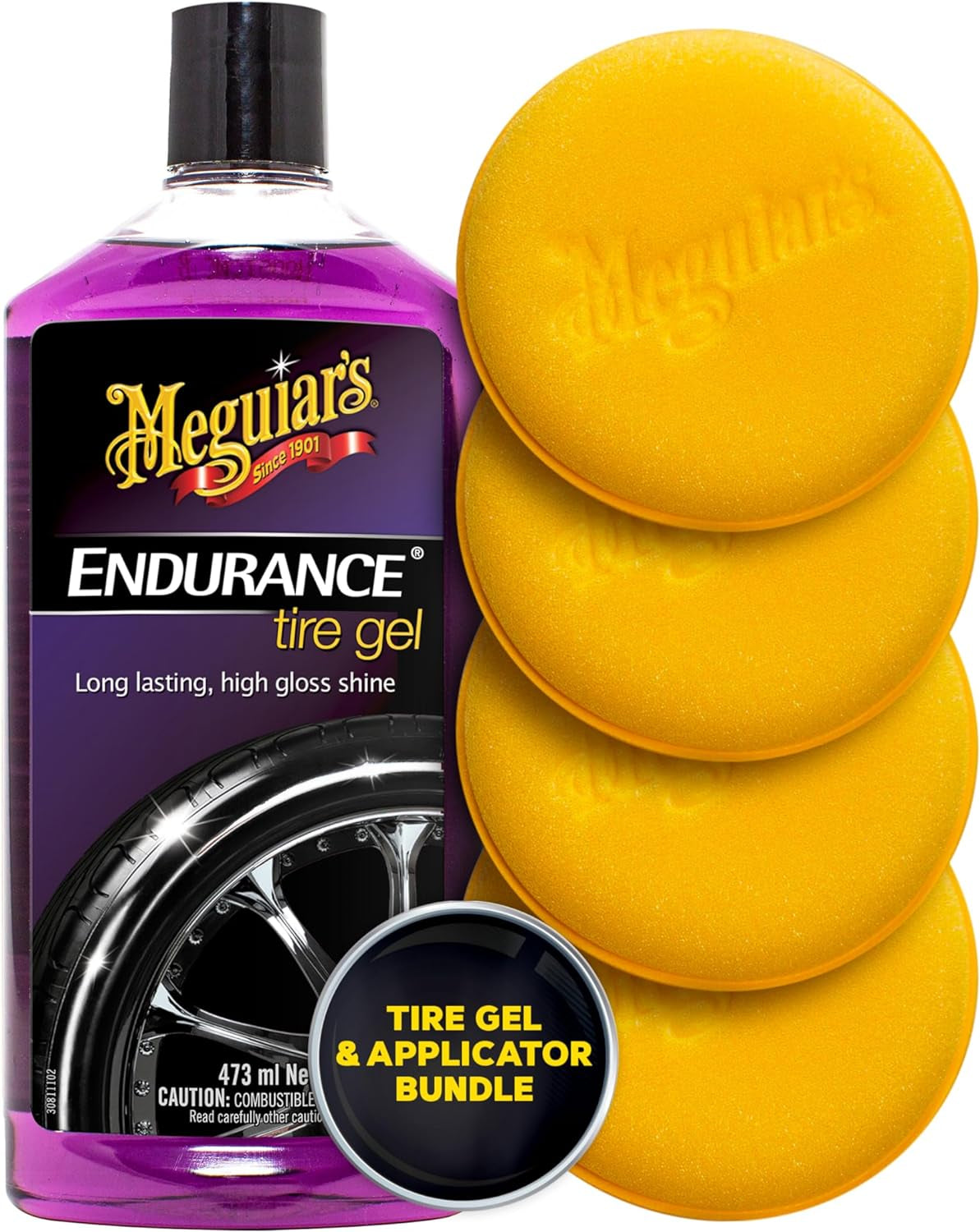 Tire Shine Bundle, Car Care Products for a Lasting Glossy Shine, Featuring Our Endurance Tire Gel, Premium Tire 4" Foam Applicator Pads, Ultra-Soft Durable Tight-Cell Foam Pads