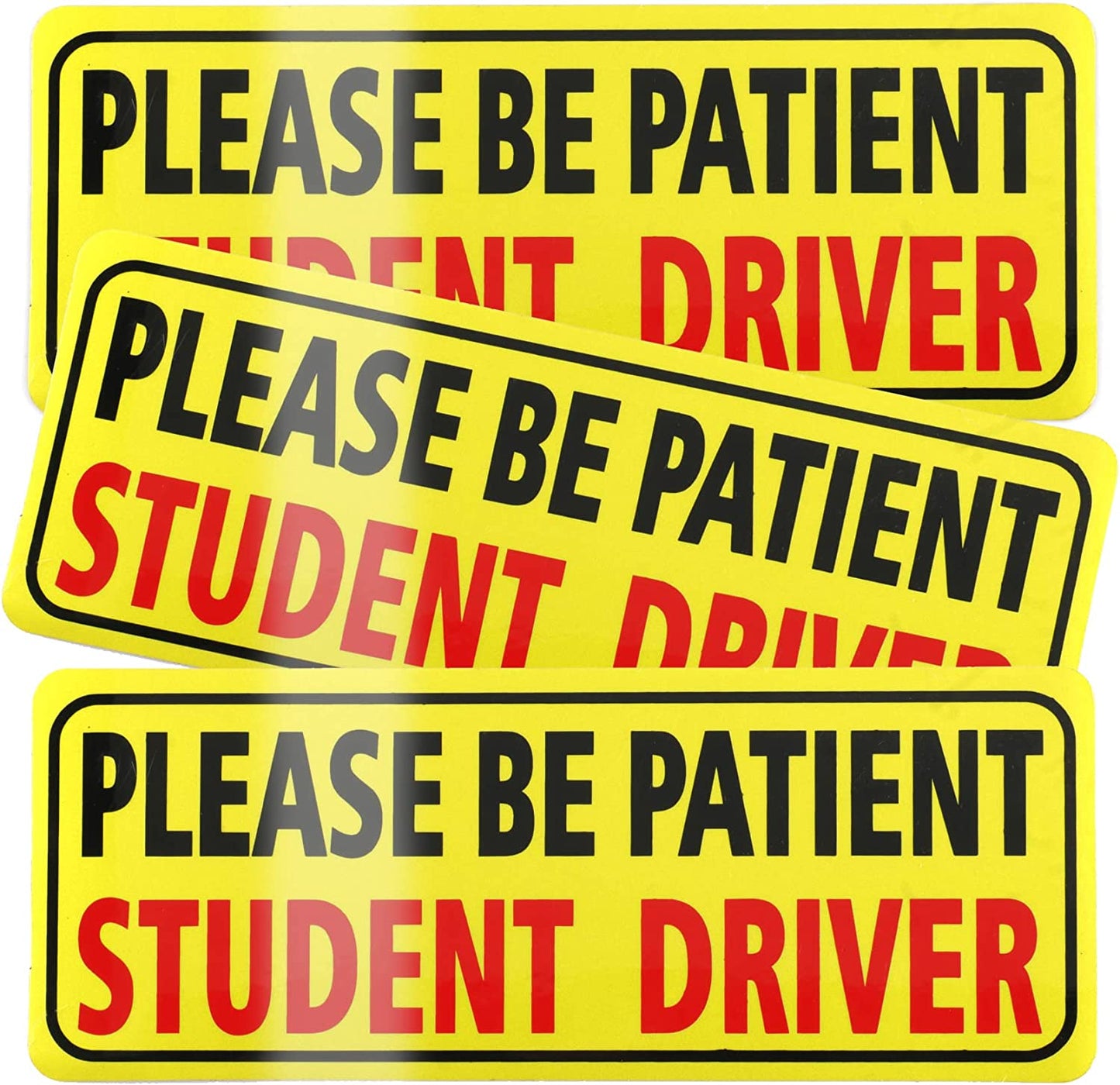 3Pcs Magnet for Car, Please Be Patient Student Driver, New Drivers Sticker Safety Warning, Magnetic Reflective Rookie Driver Bumper Sticker (Black&Red)