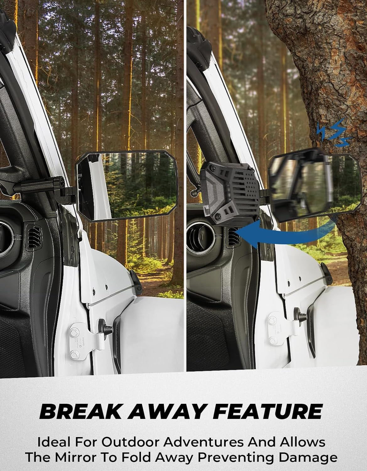 Mirrors Doors off Compatible with Wrangler JL/JLU 2018-2023 & Gladiator JT, JL Side Mirrors with Ball Adapter, Wider View No Vibrate & Wobble (NOT FIT 2024 Wrangler), Patent Pending