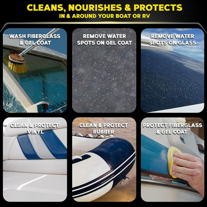 Meguiar’S Boat/Rv Starter Kit - Detailing for Pro RV and Boat Detailing - Wash Acts as a Gelcoat Cleaner, Synthetic Wax for Long-Lasting Protection with UV Protection - Includes Detailing Accessories