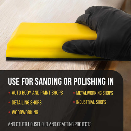 Pro Series Classic Rectangle Hand Sanding Block Kit with 3 Blocks, 5", 7-3/4" and 10" Set, Hook & Loop Backing and PSA Sandpaper Conversion Adapter Pad - Auto Paint Prep Sand Woodworking