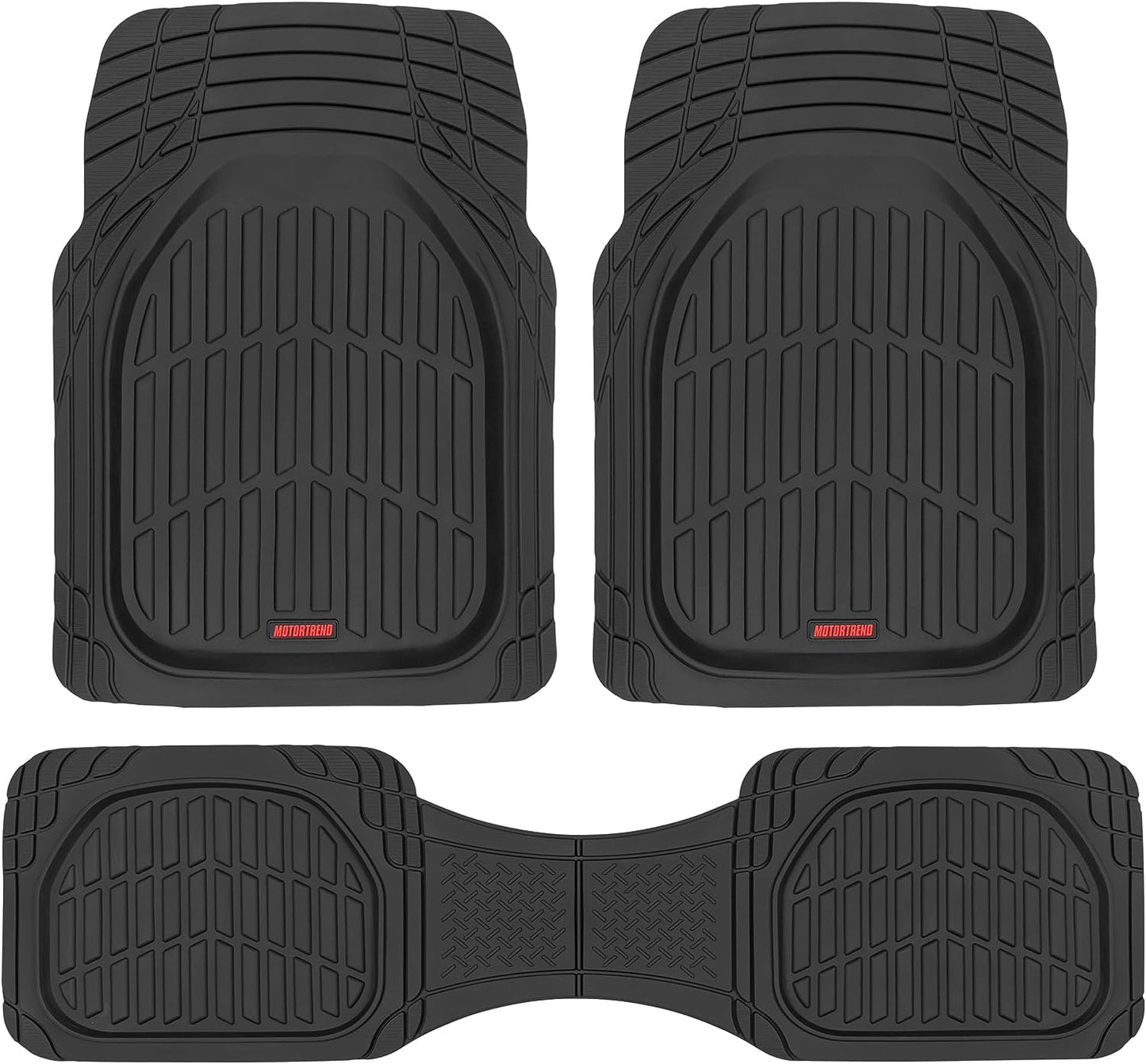 Flextough Floor Mats for Cars, Deep Dish All-Weather Mats, Waterproof Trim-To Fit Automotive Floor Mats for Cars Trucks SUV, Universal Floor Liner Car Accessories, Black, Full Set