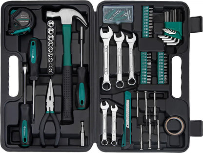 148 Piece Automotive and Household Tool Set - Perfect for Car Enthusiasts and DIY Home Repairs Green