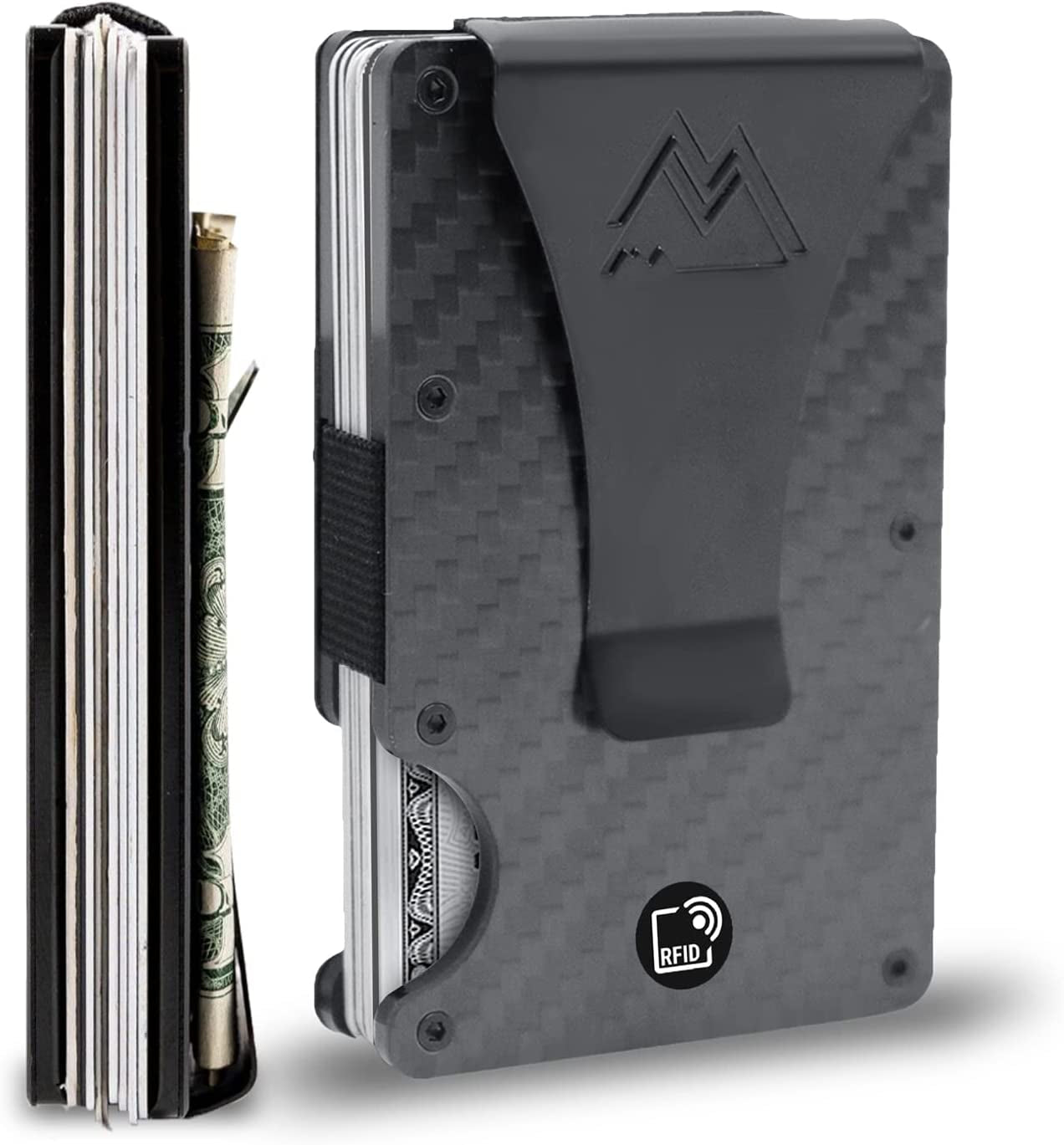 Mountain Voyage Minimalist Wallet for Men - Slim RFID Wallet I Scratch Resistant, Matte Carbon Fiber Credit Card Holder & Money Clip, Easily Removable Money & Cards, Mens Wallets