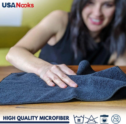 Microfiber Cleaning Cloth Grey - 12 Packs 12.6"X12.6" - High Performance - 1200 Washes, Ultra Absorbent Towels Weave Grime & Liquid for Streak-Free Mirror Shine - Car Washing Cloth