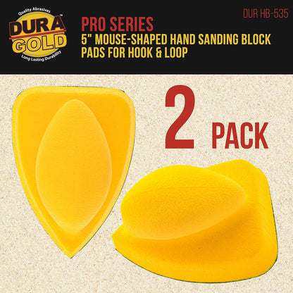 Pro Series Mouse Sandpaper Shaped Hand Sanding Block Pad for Hook & Loop Mouse Size Sander Discs, 2 Pack - Sander Pad for Automotive Car Paint Prep, Corner Sand Wood Woodworking Furniture