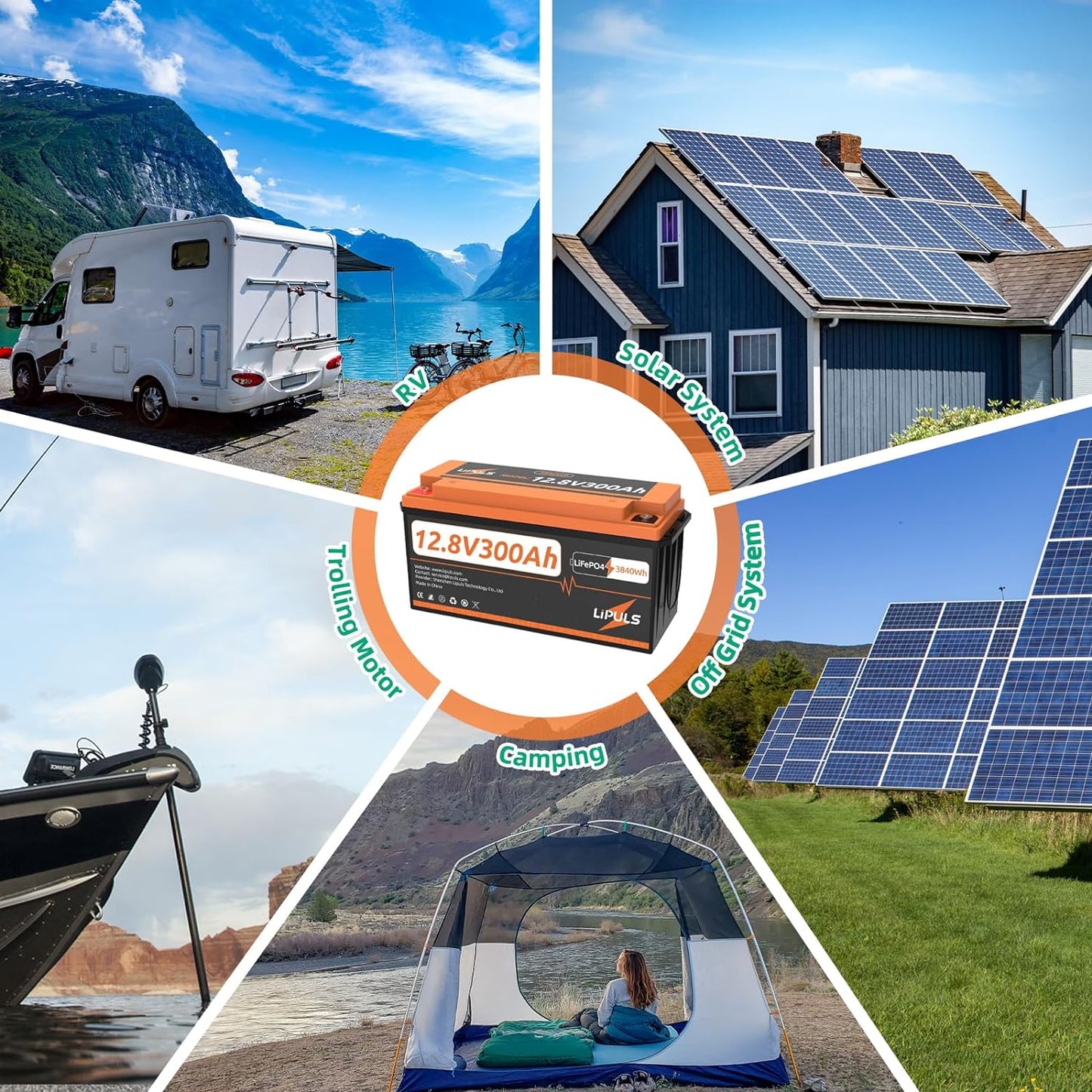 12V 300Ah Lifepo4 Lithium Battery, Built-In 200A BMS, Max.3840Wh Deep Cycle Battery, up to 15000 Cycles, 10-Year Lifetime, Perfect for RV, Camping, Solar Energy Storage, Off-Grid, Fishing