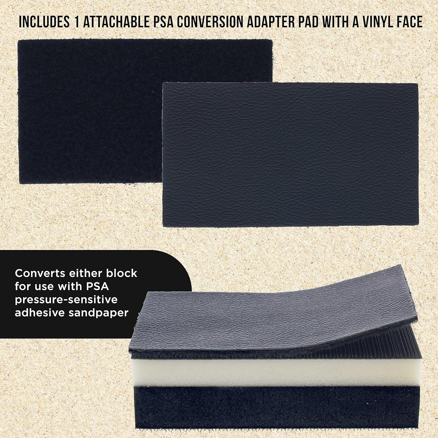 Pro Series Rectangle 5" X 2-3/4" Dual Density 2 Sided EVA Sanding Block, Hook & Loop Backing, 2 Pack - PSA Sandpaper Conversion Adapter Pad - Automotive Paint Prep Sand Woodworking Furniture