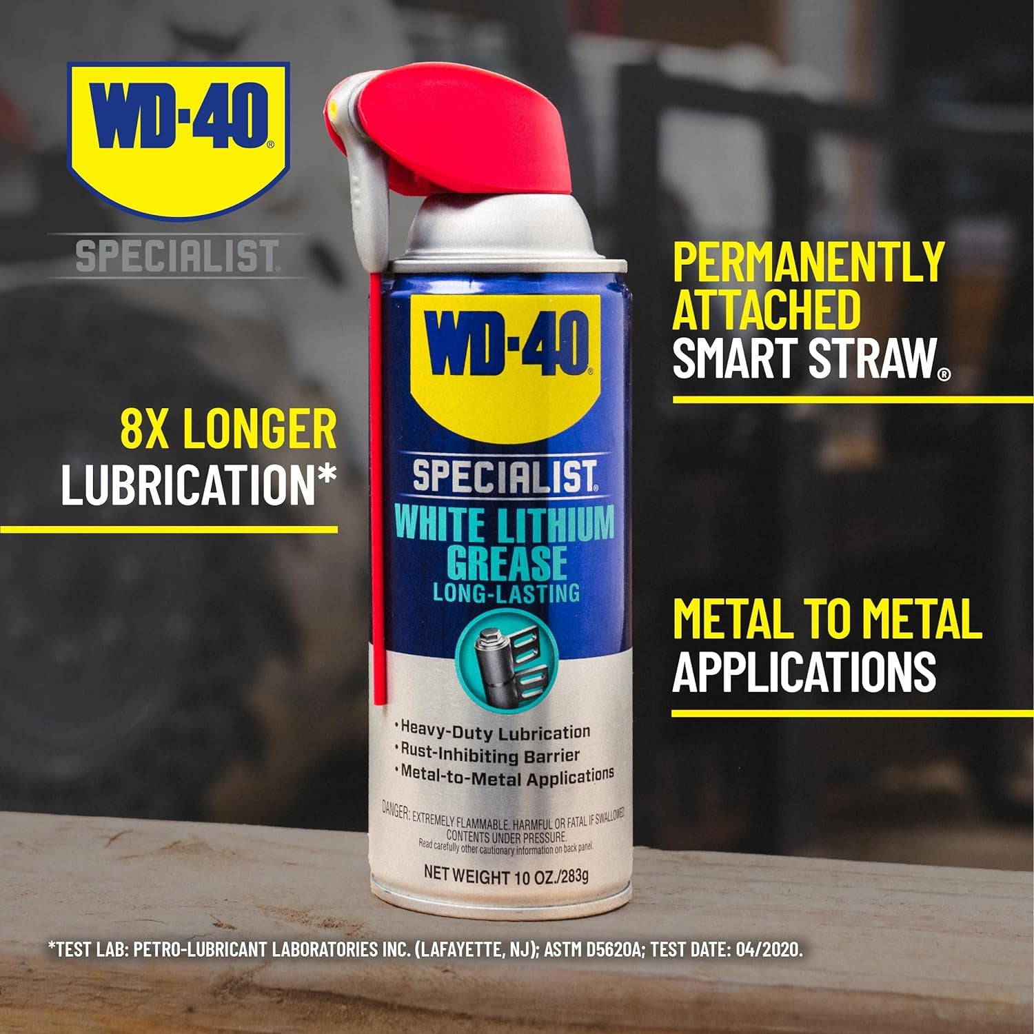 Specialist White Lithium Grease Spray with SMART STRAW SPRAYS 2 WAYS, 10 OZ