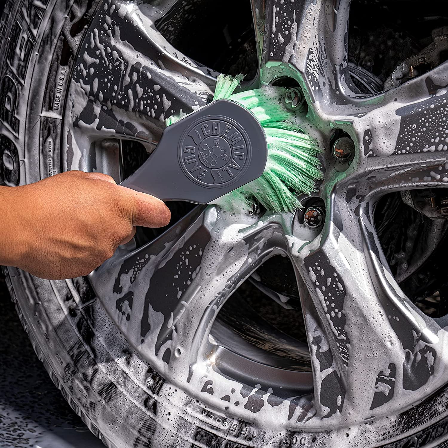 ACCG08 Wheelie All Exterior Surface and Wheel Brush (Safe for Cars, Trucks, Suvs, Rvs, Motorcycles, & More) Green