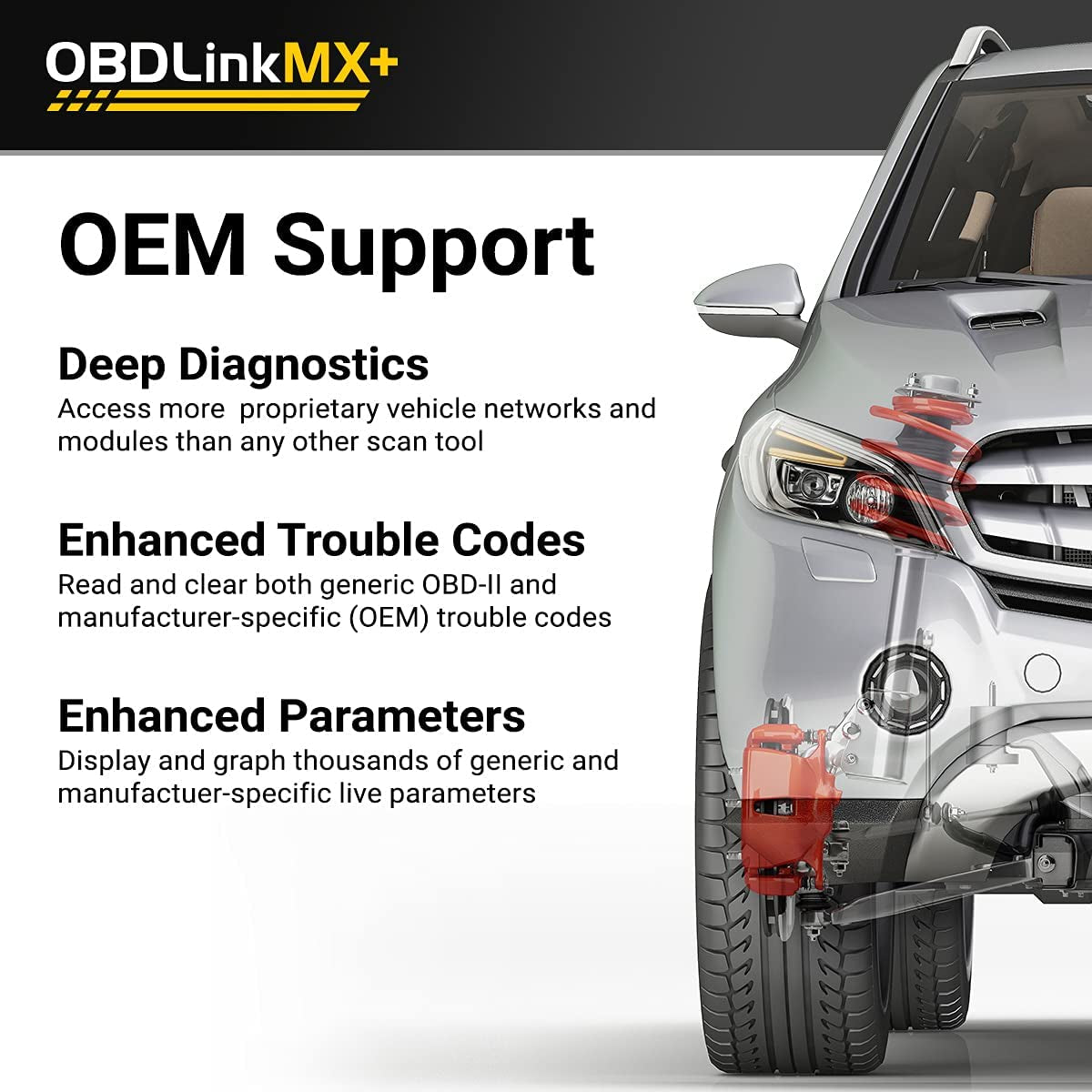 MX+ OBD2 Bluetooth Scanner for Iphone, Android, and Windows