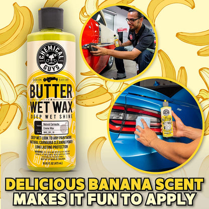 WAC_201_16 Butter Wet Wax, Deep Wet Shine for Cars, Trucks, Suvs, Rvs & More, 16 Fl Oz, Banana Scent