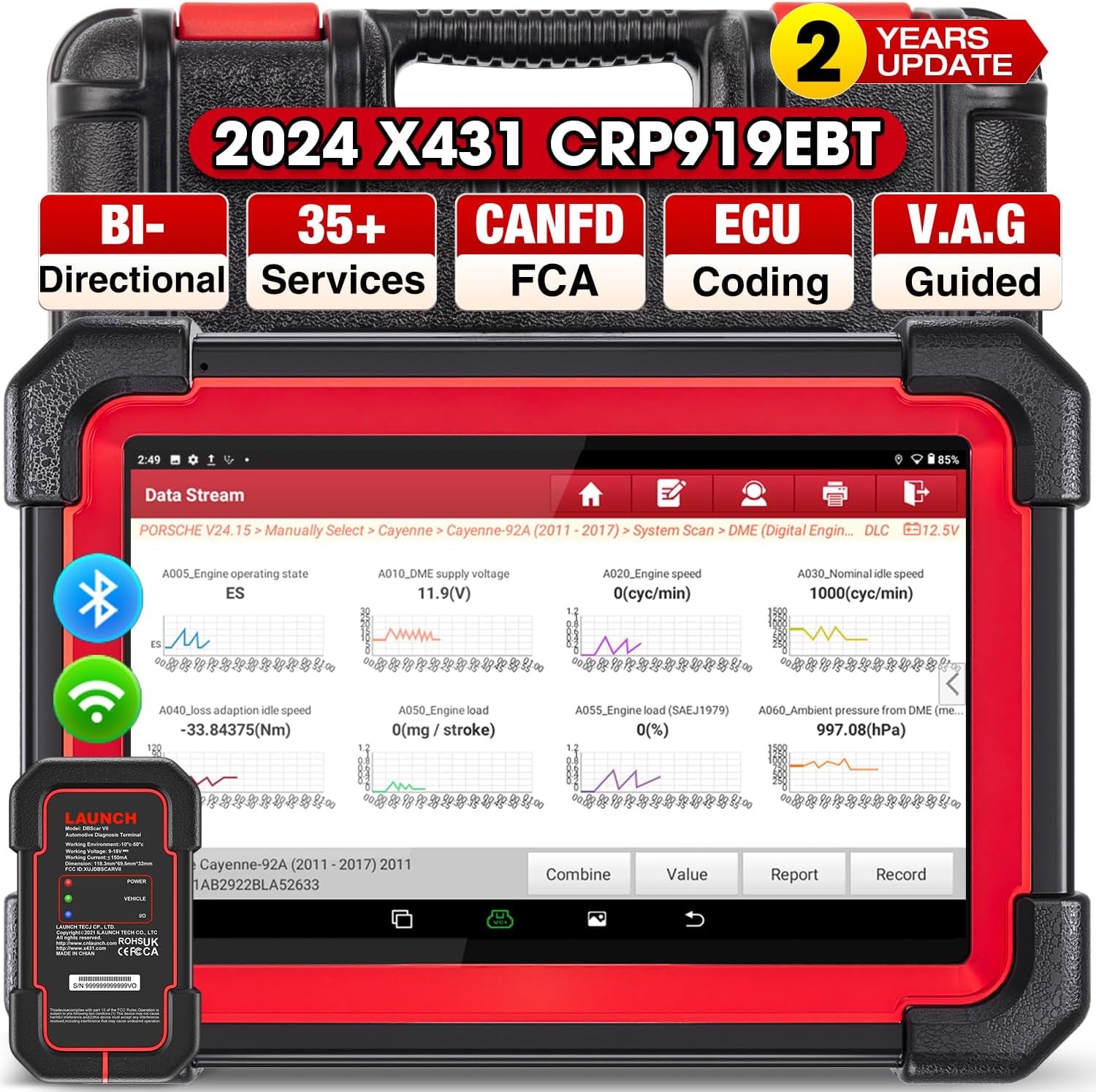 X431 CRP919EBT Elite OBD2 Scanner, 2024 Wireless Bidirectional Scan Tool, ECU Coding, CANFD&DOIP, FCA Autoauth, V.A.G Guided, 35+ Reset, IMMO, Full System, 2Yrs Update, Upgraded Ver. of CRP919E