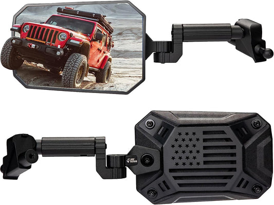 Mirrors Doors off Compatible with Wrangler JL/JLU 2018-2023 & Gladiator JT, JL Side Mirrors with Ball Adapter, Wider View No Vibrate & Wobble (NOT FIT 2024 Wrangler), Patent Pending